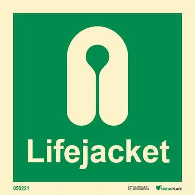 Björgunarvesti – sjálflýsandi skilti 150 x 150 mm