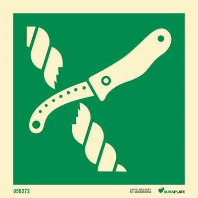 Hnífur björgunarfleka – sjálflýsandi skilti 150 x 150 mm