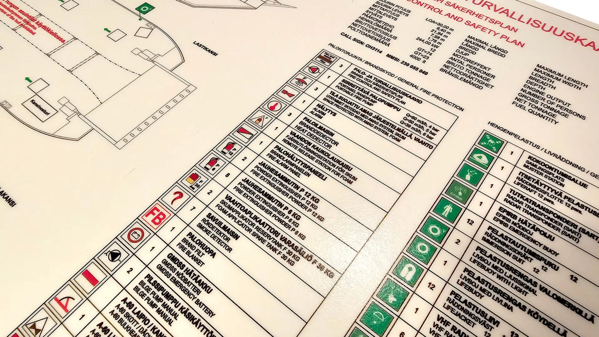 A-SPE AS05 eldvarnaáætlanir og öryggisteikningar fyrir skip