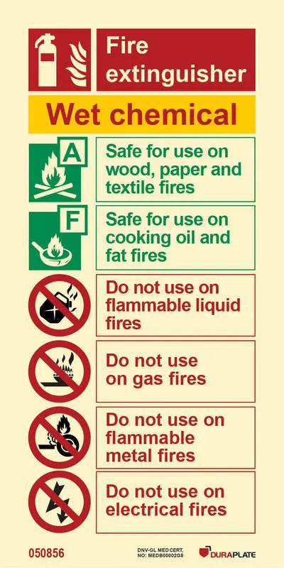 Slökkvitæki með blautefni (feiti) – sjálflýsandi skilti 100 x 300 mm