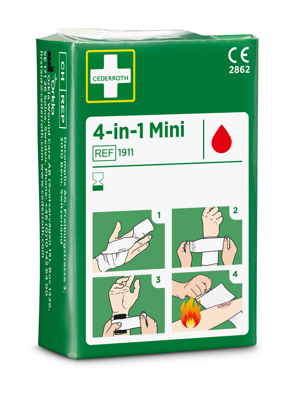 Cederroth 4-in-1 mini blóðstöðvunarumbúðir – fyrir fingur og tær