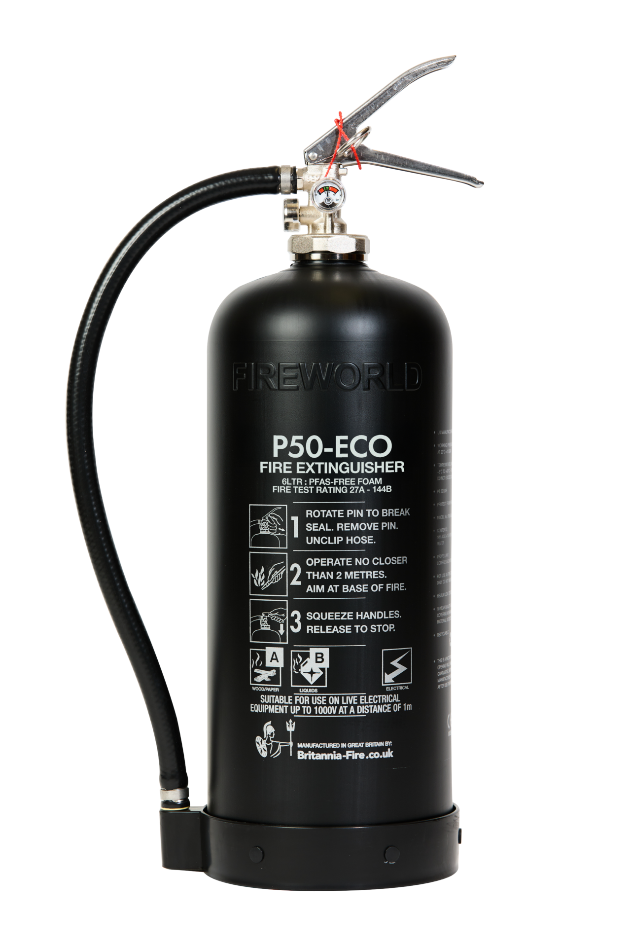 P-50-ECO Svart 6 Lítra Léttvatnsslökkvitæki - 10 ára þjónustufrí slökkvitæki