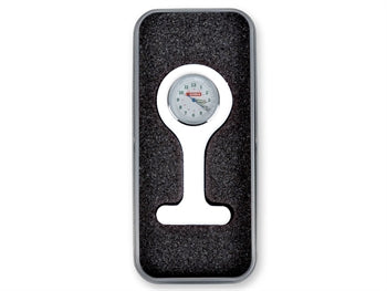 Kísill hjúkrunarúr með álboxi - kringlótt - hvítur - 2041