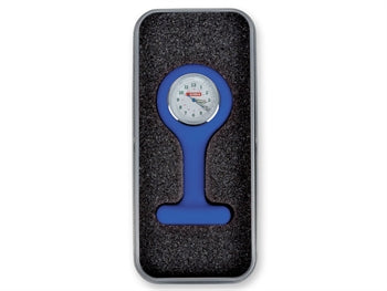 SILICONE NURSE WATCH með álboxi - hringlótt - blár - 20411