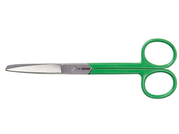 S/S beint skæri - grænn hringur - blunt/sharp - 14 cm - 20521