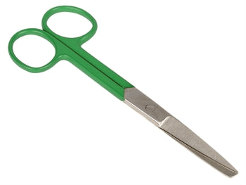 S/S beint skæri - grænn hringur - blunt/sharp - 14 cm - 20521