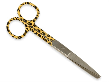 S/S beinar skæri - hlébarðamynstur - bitlaus/bitur - 14 cm - 531