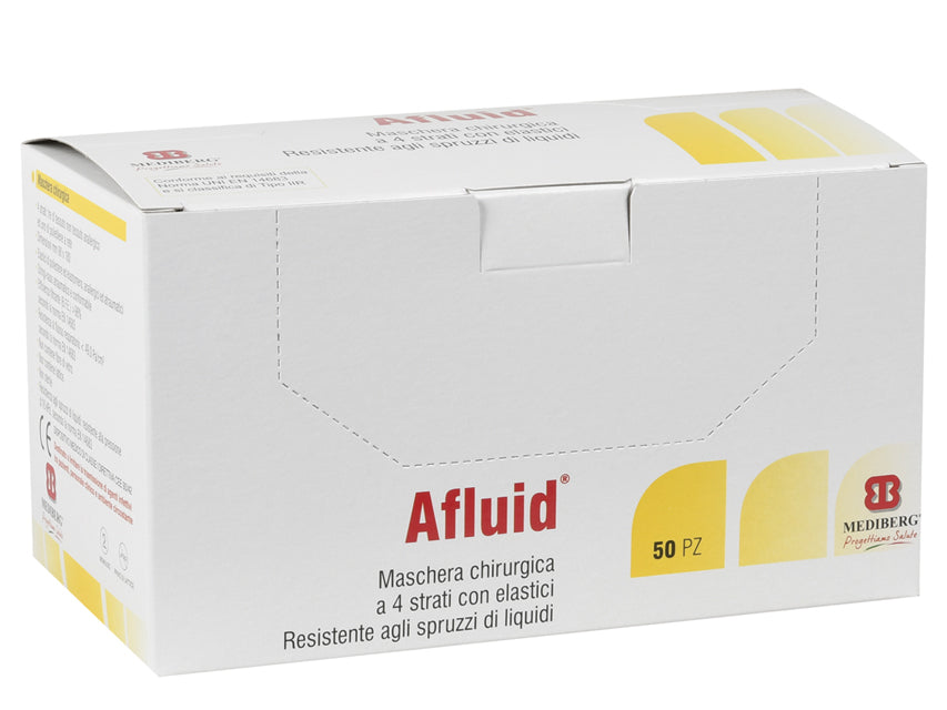 AFLUID 98% Síuð Skurðlæknismaski 4 Ply - Ljósblár með Lykkjum – mynd 4