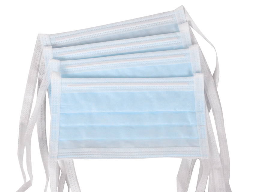 AFLUID 98% Síuður Skurðlæknismaski 4 Ply - ljósblár með snúrum – mynd 3