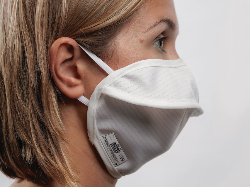 MYCROCLEAN fyrir fullorðna endurnýtanlegt skurðgríma – BFE 99.8% – hvítur-hvítur – nose Klemma – mynd 3