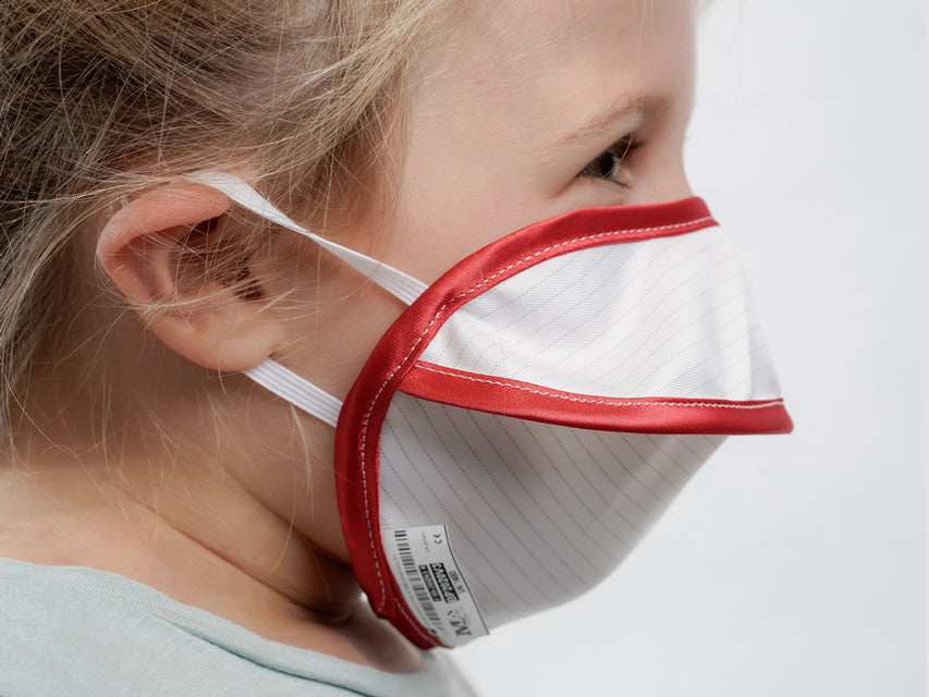 MYCROCLEAN barn endurnotalegur skurðmaski - BFE 99.8% - hvítur-rautur – mynd 3