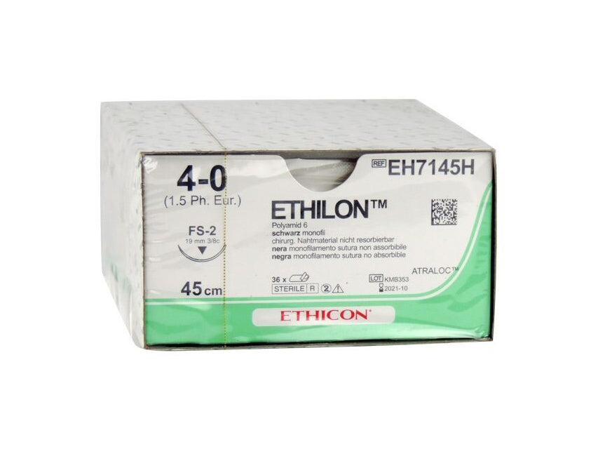 ETHICON ETHILON EINÞÁÐA SAUMUR - 4/0 nál 19 mm