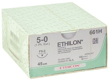 ETHICON ETHILON einþátta saumur - gauge 5/0 nál 19 mm - 301