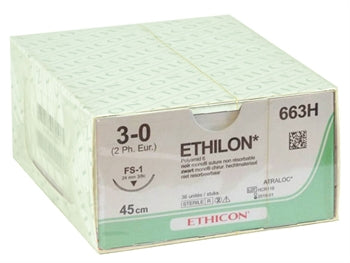ETHICON ETHILON MONOFILAMENT SAUMUR - gauge 3/0 needle 24 mm - 22303