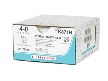 ETHICON PERMA-HAND SILK saumar - gauge 4/0 needle 17 mm RB-1 - fléttaður - 2309