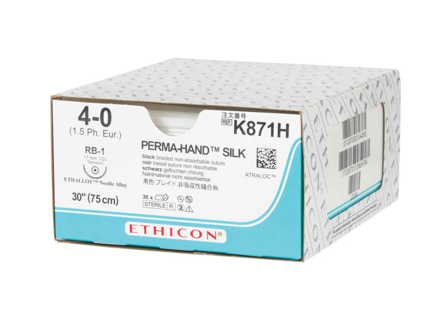 ETHICON PERMA-HAND SILK SAUMUR - 4/0 nál 17 mm RB-1