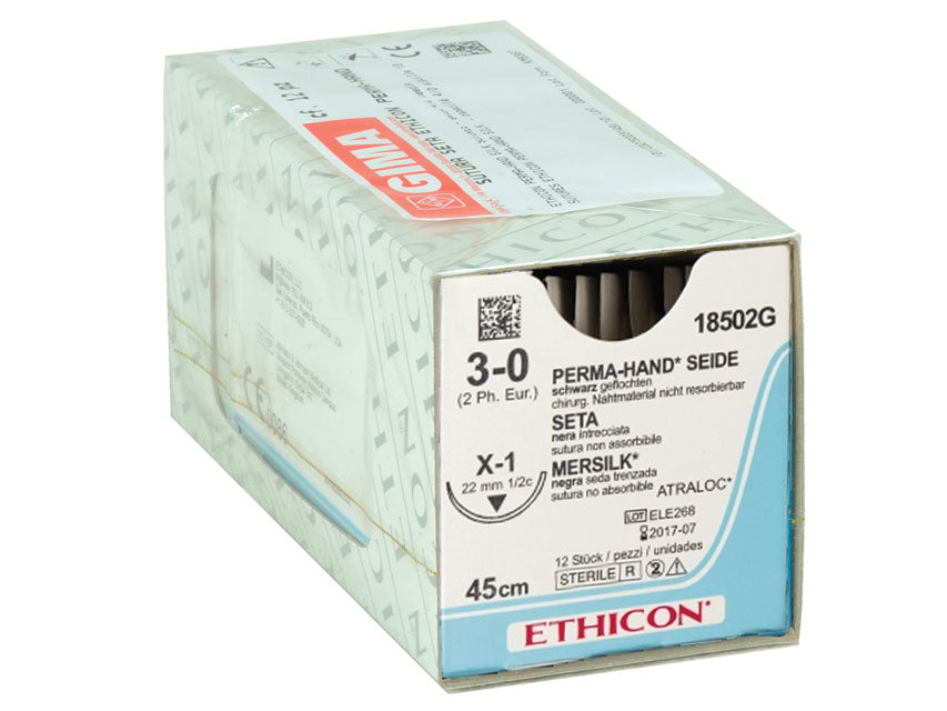ETHICON PERMA-HAND SILK SUTURES – stærð 3/0 nál 22 mm – braided