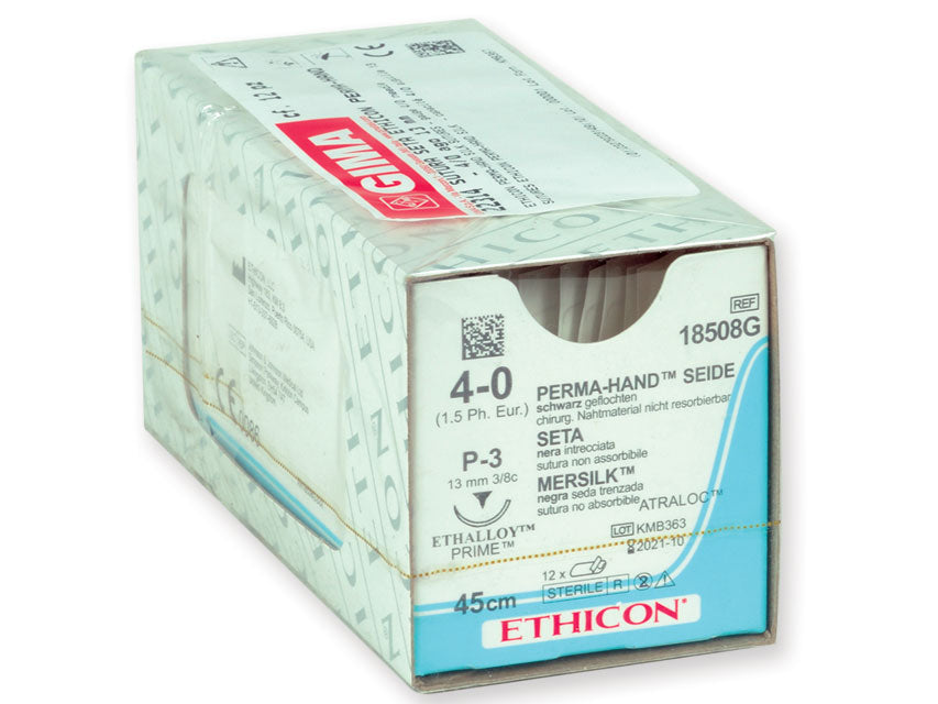 Ethicon Perma-Hand 4-0 ósoganlegir silkisaumar – 12 stk.