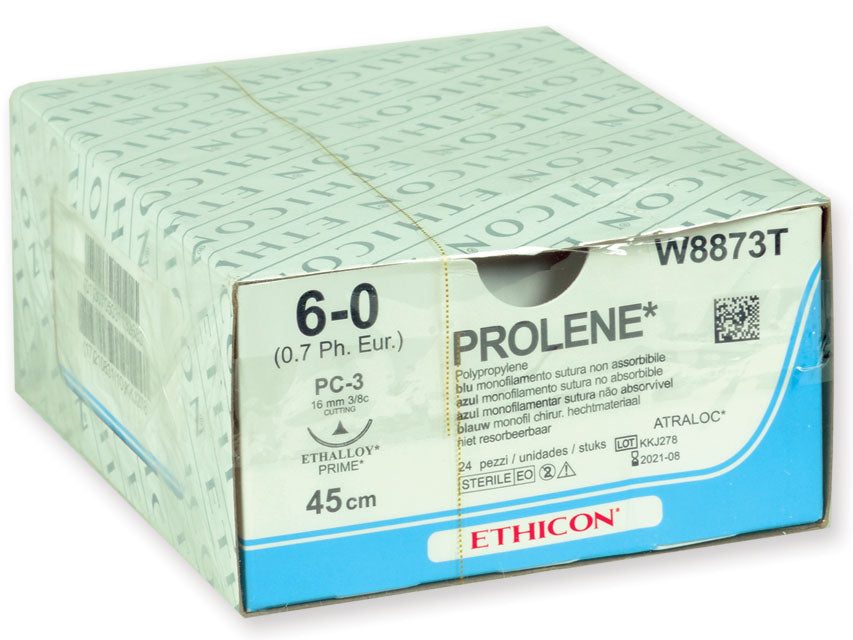ETHICON PROLENE blár MONOFILAMENT SUTURES – stærð 6/0 nál 16 mm