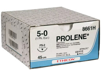 ETHICON PROLENE BLÁR EINÞÁÐA SAUMUR - gauge 5/0 nál 19 mm FS-2 - 2323