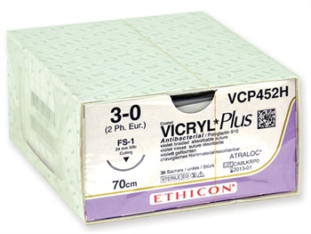 ETHICON VICRYL PLUS frásoganlegir saumar - gauge 3/0 nál 24 mm - fléttaður - 362