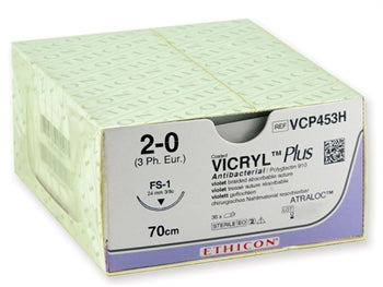 ETHICON VICRYL PLUS frásoganlegur saumur - gauge 2/0 needle 24 mm - fléttaður - 22363