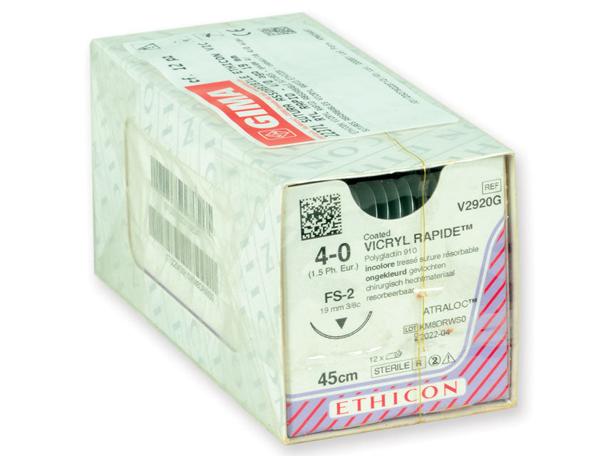ETHICON VICRYL RAPID ABSORBABLE SUTURES – stærð 4/0 nál 19 mm – braided