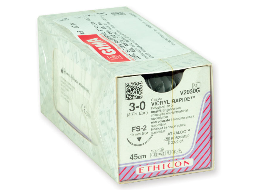 ETHICON VICRYL RAPID ABSORBABLE SUTURES – stærð 3/0 nál 19 mm – braided