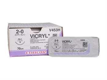ETHICON VICRYL frásoganlegur saumur - gauge 2/0 needle 24 mm - 22380