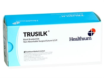 TRUSILK ÓFRÁSOGANLEGUR SAUMUR gauge 4/0 circle 3/8 nál 13 mm - 45 cm - svartur - 2848