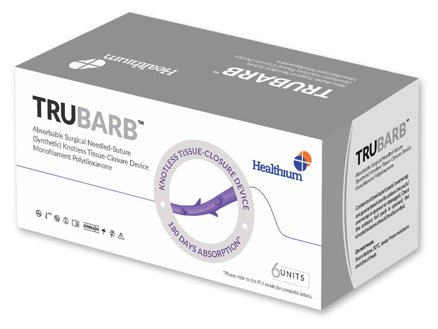 TRUBARB ABSORB. skurðsaumur stærð 2/0 nálarbogi 1/2 nál 26mm – 30cm – fjólublár