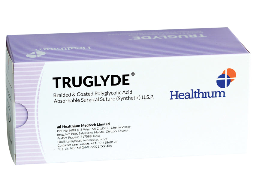 TRUGLYDE ABSORB. skurðsaumur stærð 0 nálarbogi 1/2 nál 40mm – 90cm – fjólublár