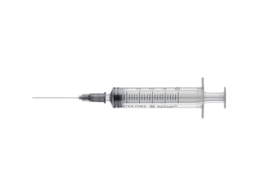 Sprautur 3 stykki með nál 22G - 5 ml Centric Luer Cone