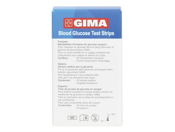 GLUCOSE STRIPS fyrir Gima Glucose Monitor GB,FR,IT,ES,DE,LT - 24119