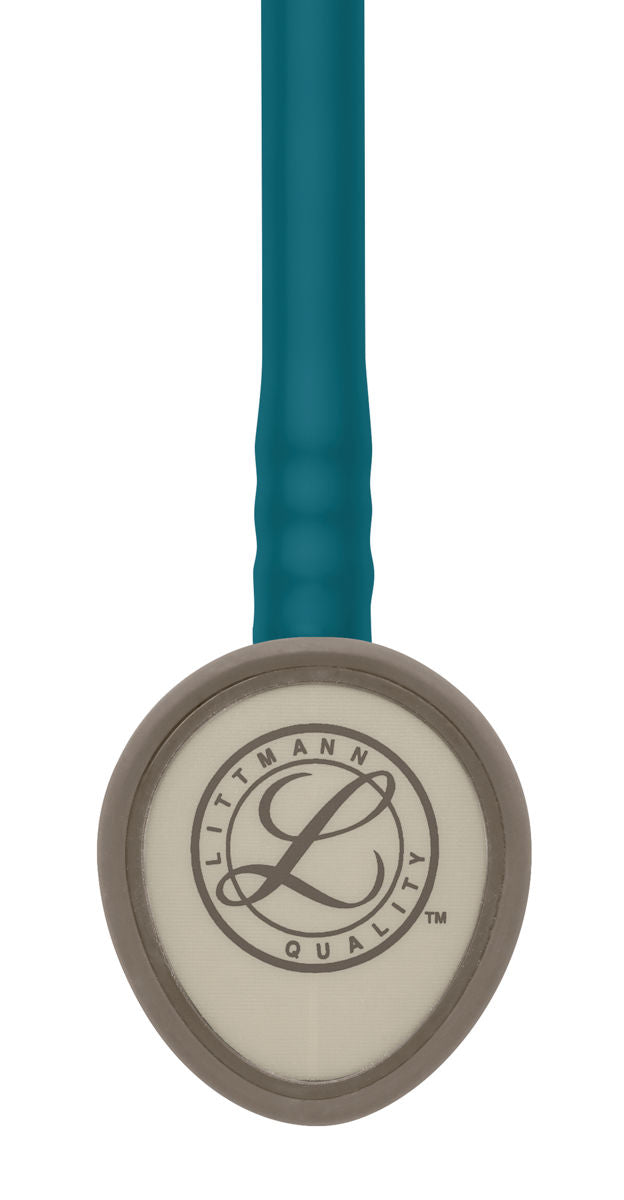 Littmann Lightweight II S.E. hlustunarpípa – 2452 – karabískblá – nærmynd af himnu og hlustunarhaus