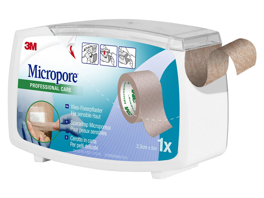3M Micropore límband 2,5 cm x 5 m – húðlitað með skammtara – 1533NP-1SD