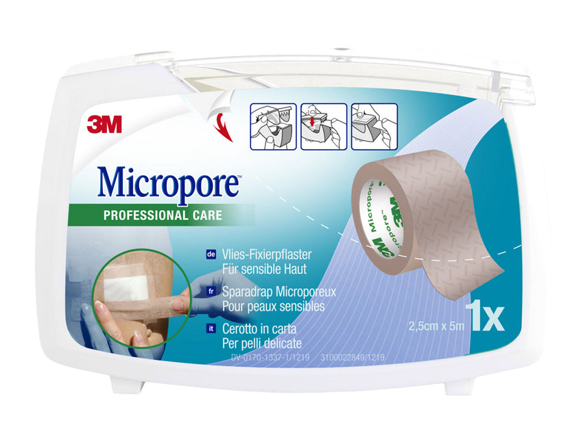 3M Micropore límband 2,5 cm x 5 m – húðlitað með skammtara – 1533NP-1SD