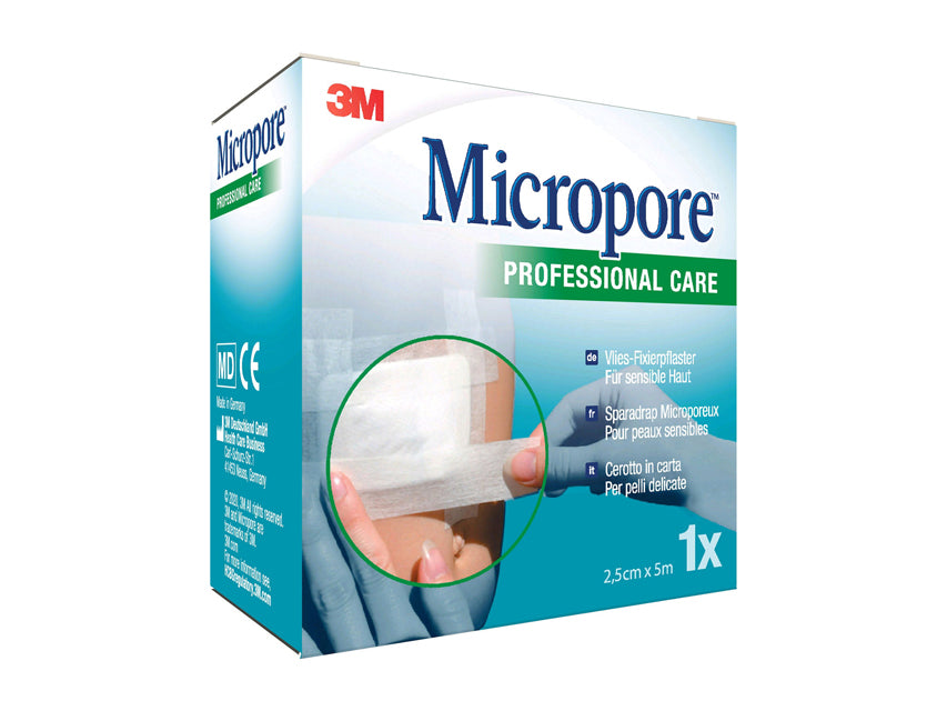 3M Micropore límband 2,5 cm x 5 m – hvítt, Swiss design – 1530NP-1S