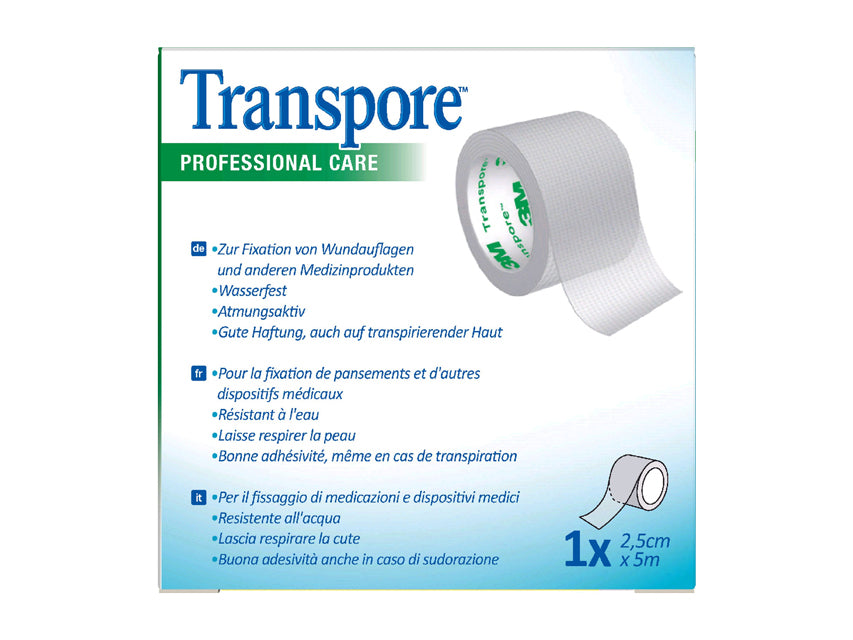 3M Transpore límband 2,5 cm x 5 m – hvítt – 1527NP-1