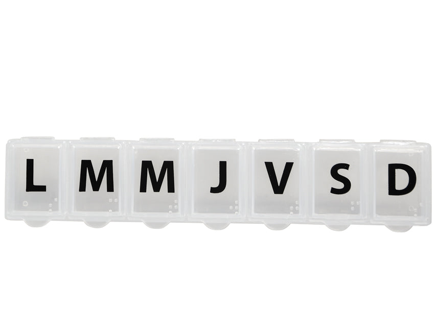 Vikulegur pillubox - hvítur - blíster - franska/spænska/rumenska – mynd 3
