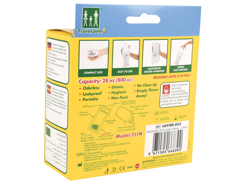 TRAVELJOHN einnota Þvagflaska 800cc – mynd 2