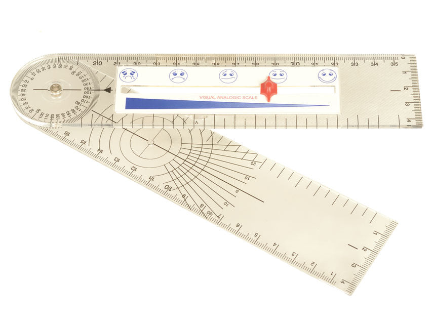 Liðmælir (goniometer) með verkjakvarða – 203x45x7 mm