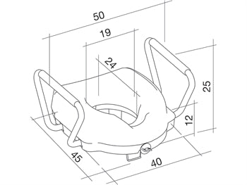 HÆKKUNAR WC SETT með föstum handfangi - hæð 12,5 cm - 27750