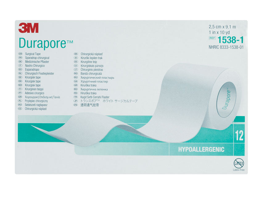 DURAPORE 3M silkiteip – 25 mm x 9,14 m – kassi með 12 rúllum