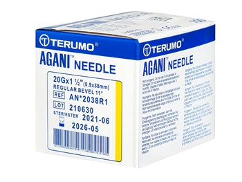 TERUMO AGANI HYPODERMIC NÁLAR 20Gx1 1/2" - 0.9x38mm - AN*2038R1 - gulur - sótthreinsaður - 37603