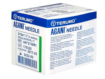 TERUMO AGANI HYPODERMIC NÁLAR 21Gx1 1/2" - 0.8x38mm - AN*2138R1 - grænn - sótthreinsaður - 37605