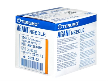 TERUMO AGANI HYPODERMIC NÁLAR 25Gx5/8" - 0.5x16mm - AN*2516R1 - appelsínugulur - sótthreinsaður - 37612