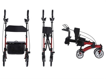 HEILDARSTILLANLEGA STANDUP ROLLATOR - ál - rauður - 43172