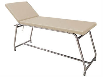 Skoðunarbekkur burðargeta 120 kg - krómaður, beige dýna - 4458