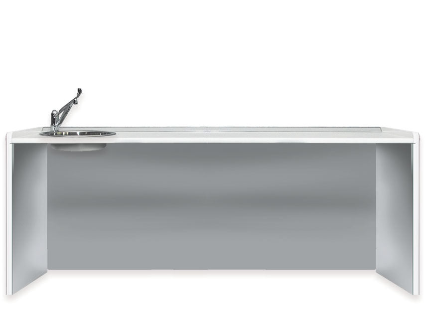 Borðplata 206 cm með vaski vinstra megin – hvít